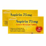 2 Pack Aspirn 75mg GASTRO-RESISTANT PAIN RELIEF ENTERIC COATED - FREE DELIVERY