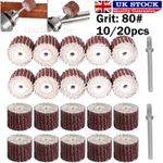 10/20x Flap Wheel Shaft Sanding Sandpaper Drill Polish Disc For Rotary Tool 80#