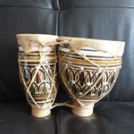 Vintage Moroccan Clay Darbouka Tam Tam Drum