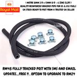 8mm ID Reinforced Rubber Motorcycle Car Petrol Fuel Pipe Hose 1 Metre 1M + Clips