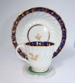 Antique Flight Barr Worcester Coffee Cup & Matching Later Saucer-Thistle Pattern