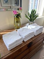 120 x Hemstitched Cotton White Wedding Napkins - Table Decor Job Lot