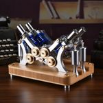 Live Steam 4-Cylinder Stirling Engine, Working STEM Collectible for Hobbyists