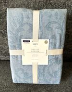 M&S Home Odette Damask Super King 100% Cotton Blue Duvet & 2 Pillowcases