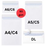 A4 A5 A6 WHITE PAPER ENVELOPES SELF SEAL STRONG PLAIN 90gsm C4 C5 C6 DL LETTERS