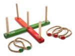 Wooden Quoits Ring Toss Garden Skill Game 5 Rope Rings Family Childrens Fun