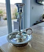 Silver‑Plated Chamberstick – Vintage Candle Holder – 16cm – Felt Base