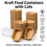 Kraft Food Containers with Lids Rectangular Paper Box Street Deli Meal Takeaway