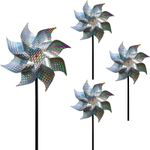 4x Reflective Bird Deterrent Spinner Windmill Pinwheel Wind Spinner Garden Decor