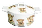 HIghland cow ceramic individual casserole dish with lid