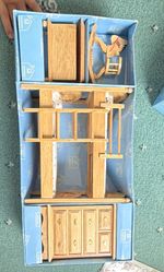 Hickleton Interiors 1:12 Bedroom Set Lot Wooden Bed, Chest, Rocking Horse