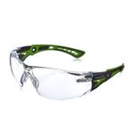 Bolle RUSH+ Clear Platinum Coated Safety Glasses [Green Arms]