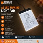 A5 LED Tracing Light Pad USB Drawing Copy Board 3 Level Dimmable Light Box