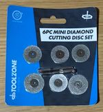 6pc MINI DIAMOND CUTTING DISCS + SHANKS 22mm 20mm Dremel Rotary Tool Glass Metal