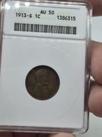 1913-S Lincoln Cent Wheat Penny ANACS AU 50 ** Soapbox ☆☆ Better Date