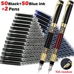 Retro Metal Fountain Pen Set 1-100pcs Refillable Ink Writing Gift