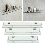 Floating Glass Shelf 16"/20"/24" Wall Mounted Shelf Bathroom Shower Caddy Rack