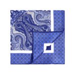 Men's 100%Silk Handkerchief Navy Blue Floral Paisley Pocket Square 21" 53cm