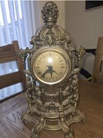 Antique Brass Clock Made In Itay Very Rare Woking Condition Hermle Qauarts