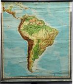 Vintage Map South America Roll-Up Poster Mural Wall Chart