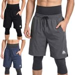 Mens JABAL Awrah Shorts Long Below Knee Naval Covering Swim Zip Pockets Gym