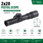 2x20 Pistol Scope 1" Tube Duplex Reticle Handgun Scope Long Eye Relief
