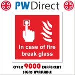SIGN In Case Of Fire Break Glass Emergency Alarm Evacuation Brigade FI384A