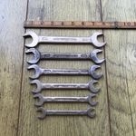 6 Vintage Elora Drop Forged 1/2" to 1/8"Whitworth Open Ended Short Spanners.