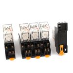 5Pcs HH52PL AC 220V-240V DPDT Red LED Light Electromagnetic Relay W Socket Base