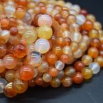 Orange Carnelian Agate Round Beads 4, 6, 8, 10, 12mm, 14", for Jewellery Making