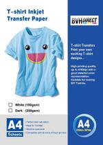 5 X A4 T SHIRT TRANSFER PAPER IRON ON LIGHT FABRICS HEAT PRESS INKJET PRINT 180g