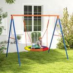 Kids Swing Set, Nest Swing Seat with A-Frame Structure for Outdoor Use