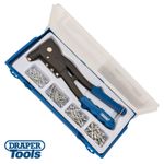 DRAPER TOOLS HAND POP RIVETER GUN KIT + 100 RIVETS + CASE 13963
