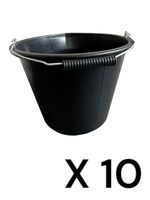 10 x PLASTIC BUILDERS BUCKET 3 GALLONS 14L HEAVY DUTY WATER/FEED STORAGE HANDLE