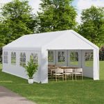 Outdoor Party Tent Marquee Gazebo Canopy Wedding Tent with Sides, Windows & Door