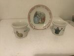 Vintage Wedgwood Beatrix Potter Peter Rabbit Christmas Pin Dish & 2 Egg Cups