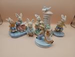 Vintage Ceramic Bunny Rabbit Figurine Set.Hand Painted,Easter Decor,Job Lot