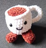 Handmade Crochet Plush Coffee Cup Soft Toy, Mini White & Brown (Under 15cm)