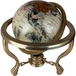 Gemstone Mother of Pearl Globe Antique Gold Stand Decorative Accessory
