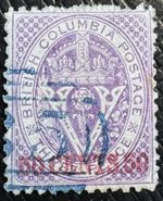 BroadviewStamps Canada British Columbia #17 used 50c on 3d violet Seal of B.C.
