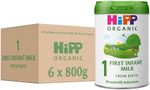HiPP Organic 1 First Infant Baby Milk Powder Formula, from Birth,800g Pack of  6