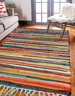 Handmade - 100% Cotton Recycle Chindi Rag Rug Multi Colour Area Rug Room Rugs