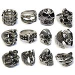 Stainless Steel Skull Rings Men's Large Big Metal Gothic Biker Punk Ring 