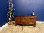 Vintage Oak Coffer Blanket Box Panelled Front Hinged Lid Heavy Chunky Quality A