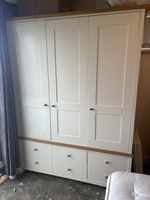 One triple vintage oak Laura Ashley wardrobe with drawers