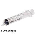 20 x 20ml BD Plastipak Sterile Luer Syringes Individually Packaged