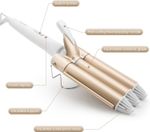 Hair Salon Ceramic 3 Triple Barrel Hair Wave Waver Curling Iron Curler Wand Gold