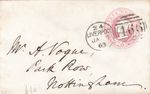 GB QV 1d pink embossed envelope from Liverpool to Nottingham 1863