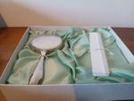 GRENADIER Silver plated white boxed brush and comb baby set