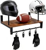 Wooden Motorcycle Helmet Holder Wall Mount Helmet Stand Organizer Rack Display